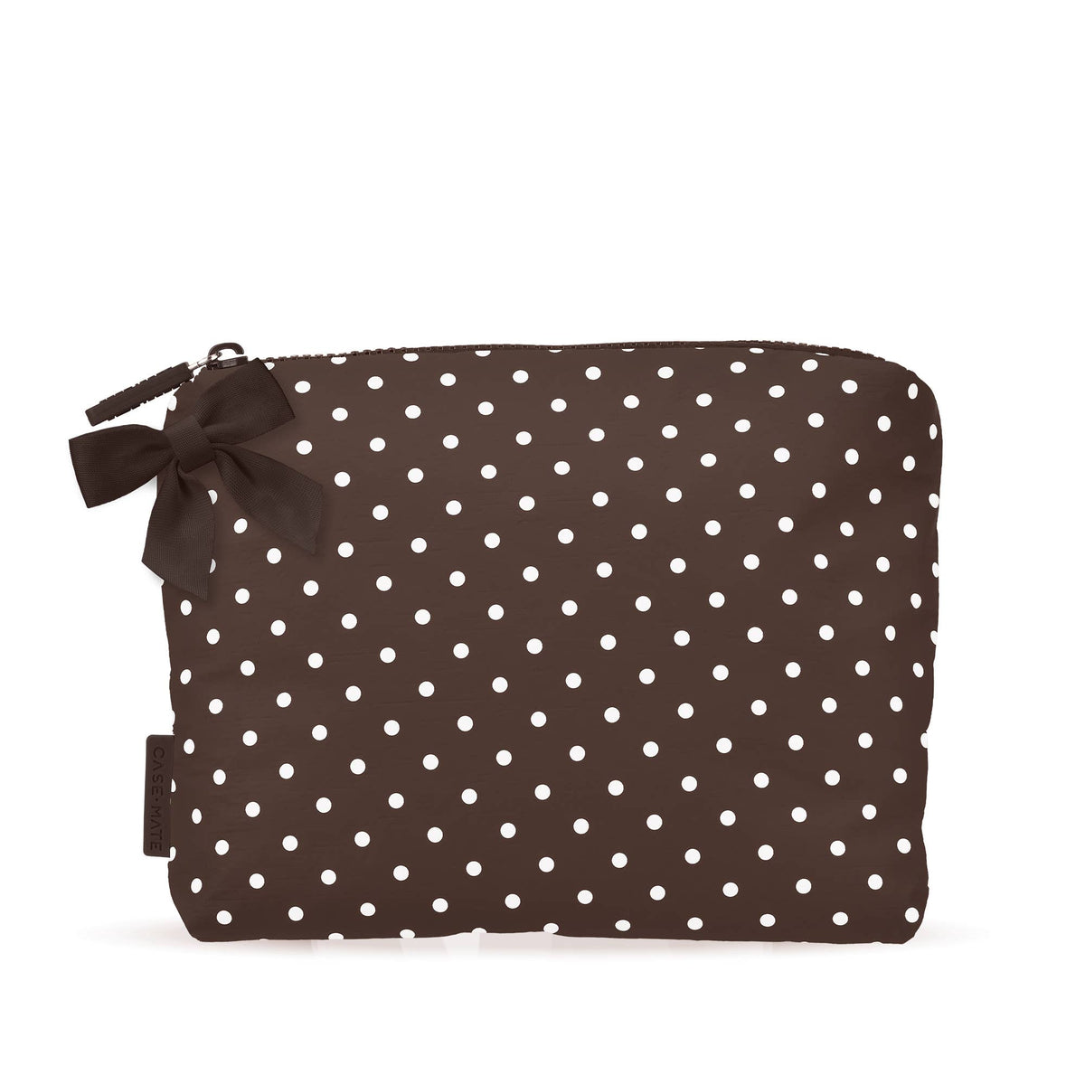 Case-Mate Espresso Polka Dot Bow Crinkle Makeup Bag